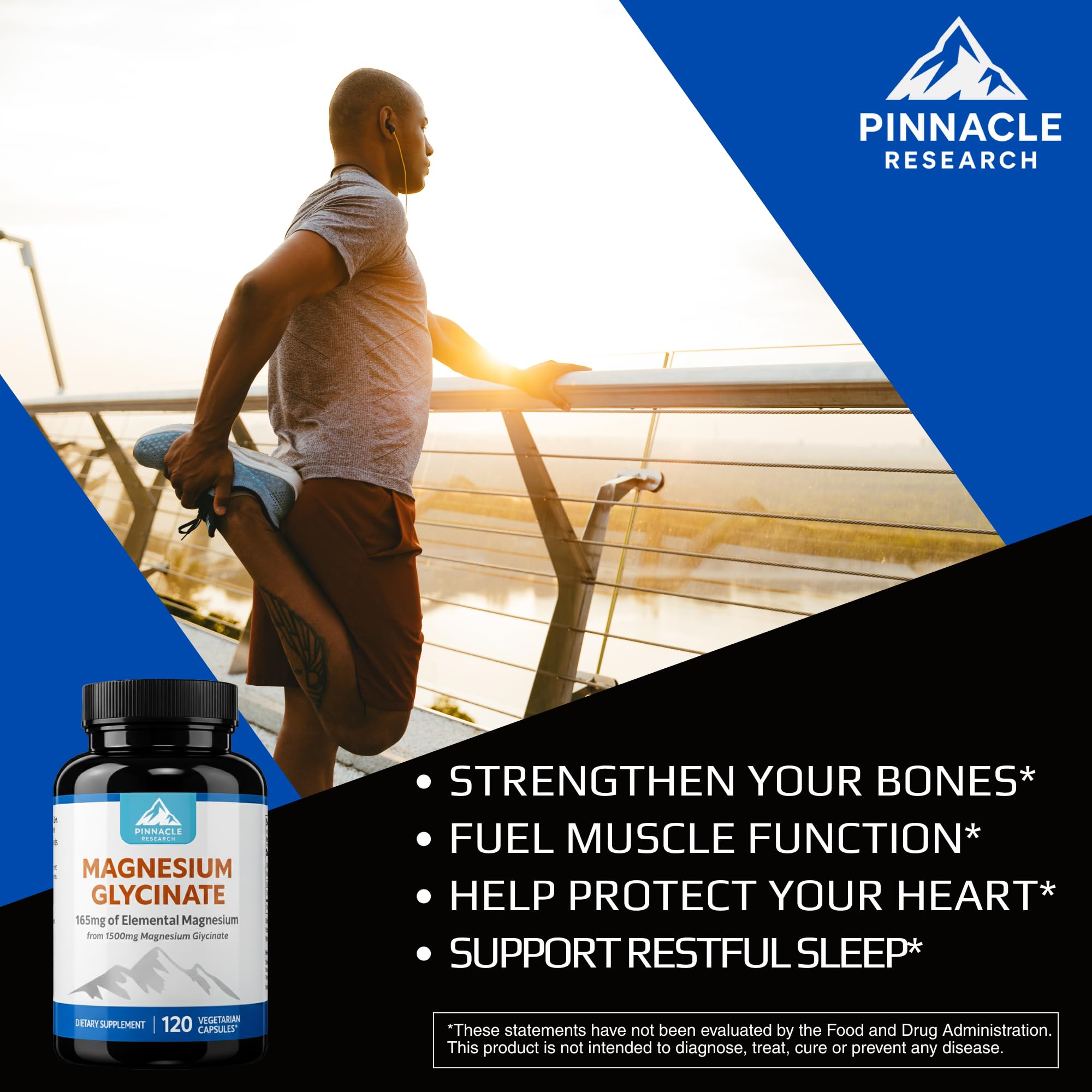 Pinnacle Research Magnésium Glycinate - Muscles et os: soutien fonction musculaire et minéralisation