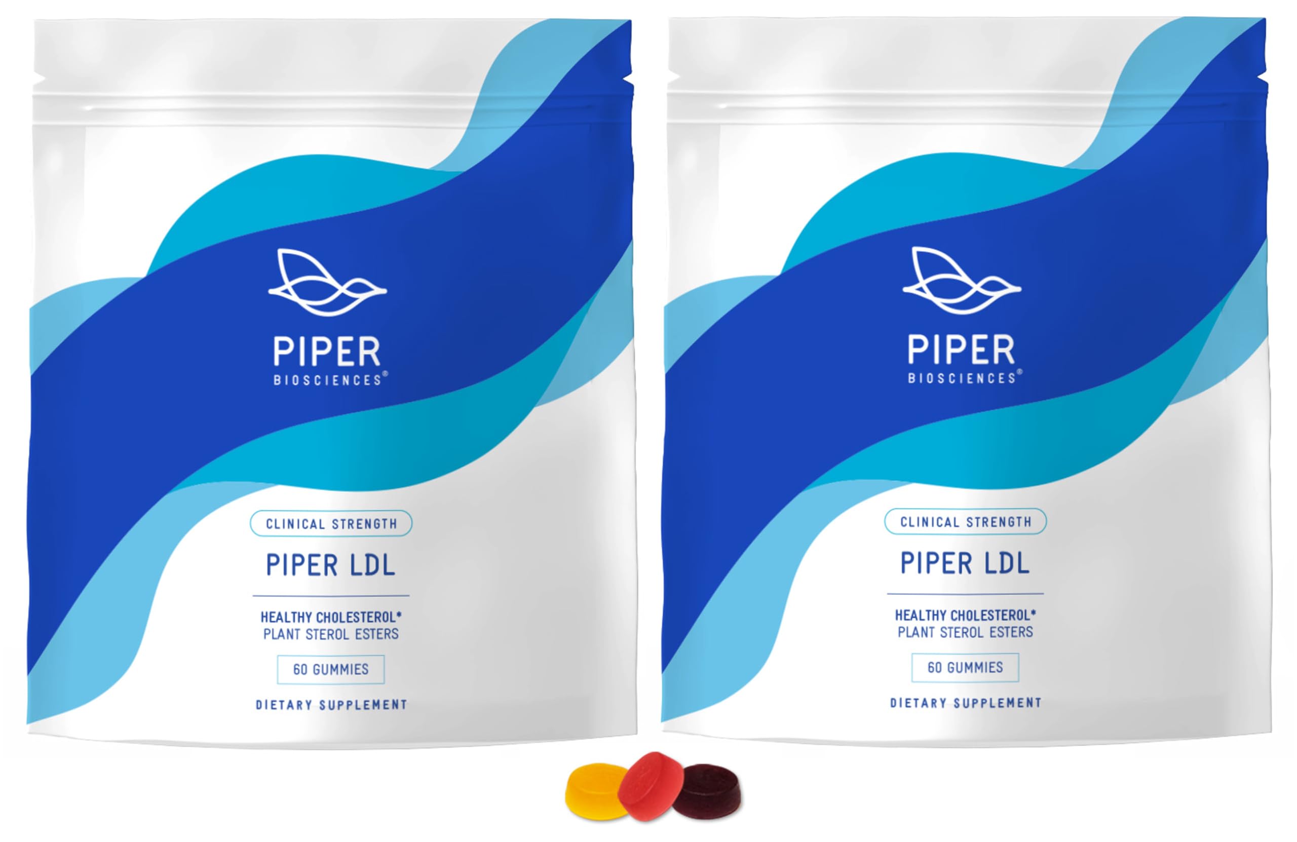 Gommes Piper LDL goût orange, prise quotidienne pratique pour le soutien potentiel du cholestérol.