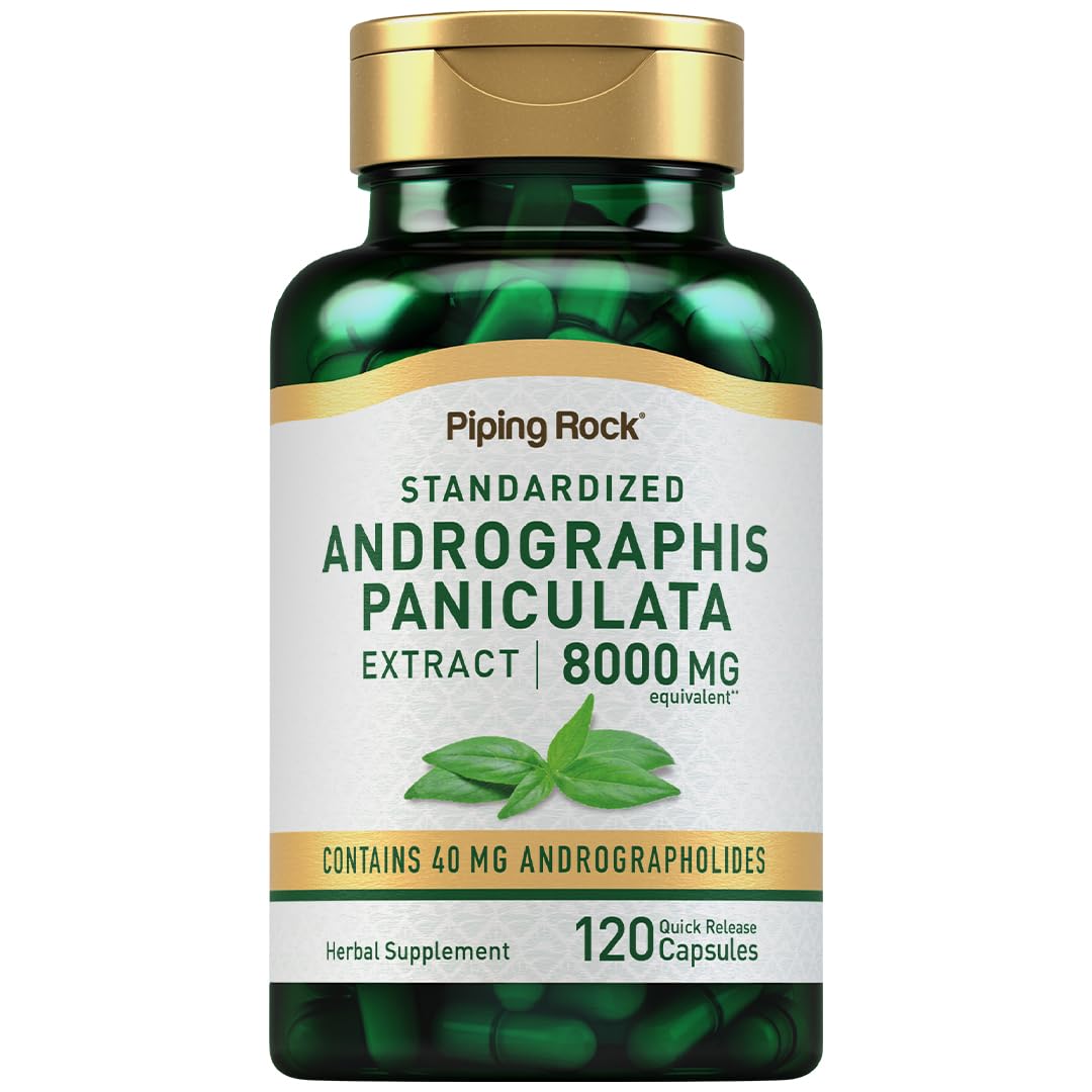 Piping Rock Andrographis Paniculata Extract, bouteille 120 capsules, soutien potentiel au bien-être général.