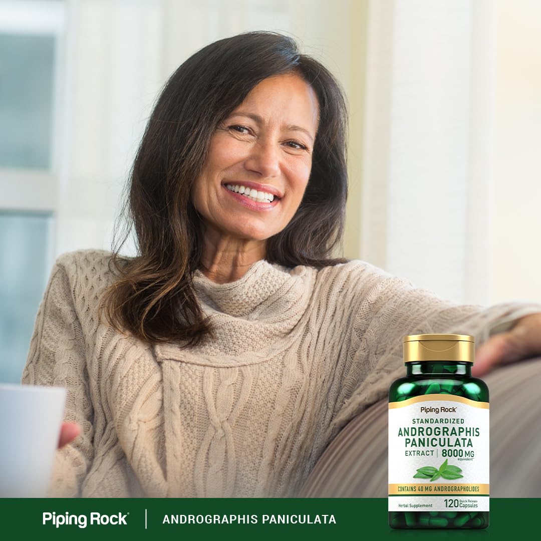 Piping Rock Andrographis Paniculata Extract, usage quotidien pour soutien potentiel du bien-être.