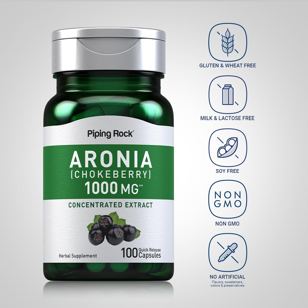Extrait d'Aronie de Piping Rock, concentration pratique pour votre consommation quotidienne.