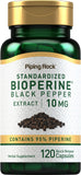 Gélules Bioperine de Piping Rock prêtes à être prises avec le repas