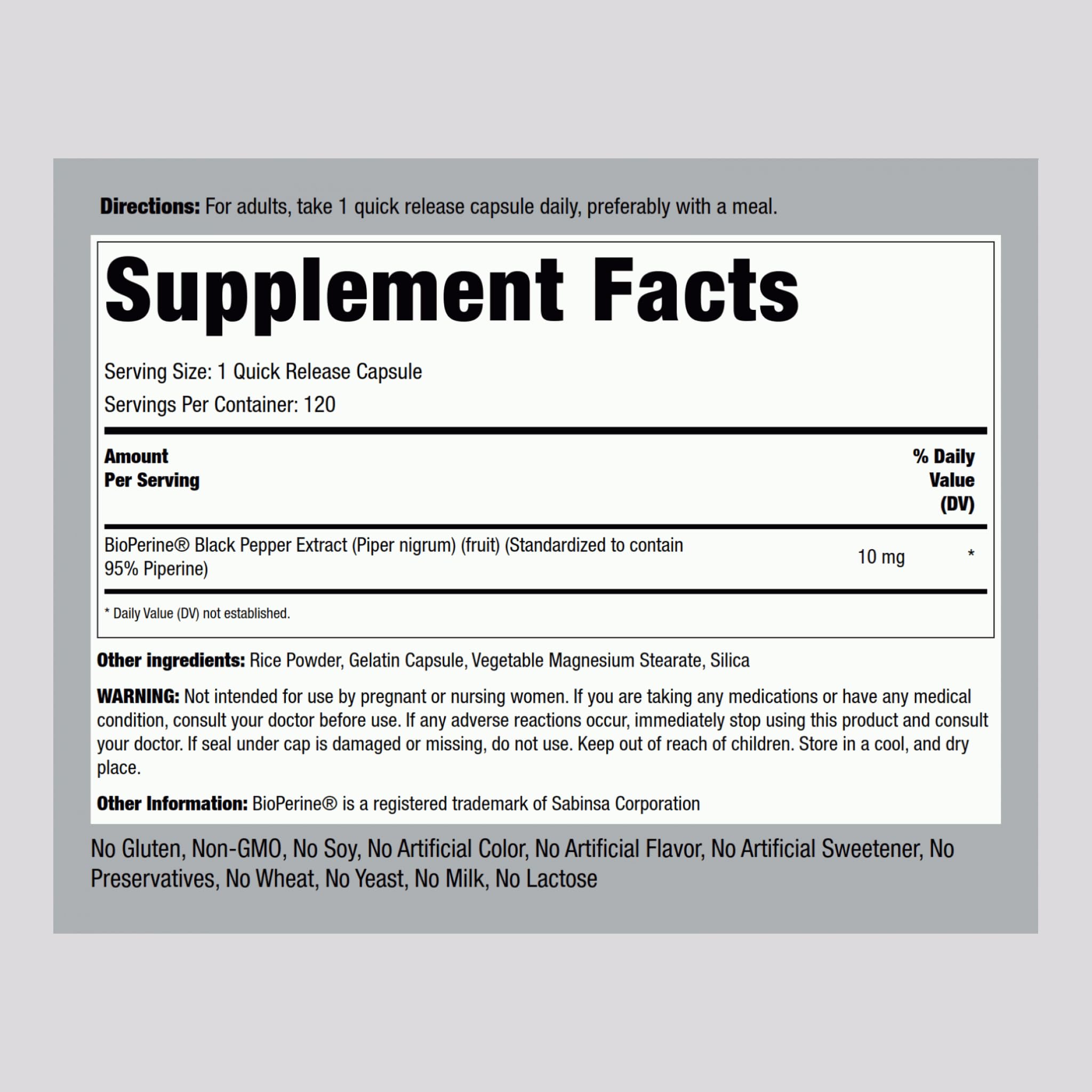 Extrait poivre noir Bioperine, concentré pour l’absorption des nutriments
