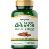 Piping Rock Cannelle de Ceylan – bouteille de capsules 2500 mg, pratique à intégrer à la routine.