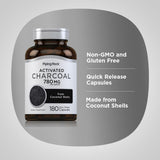 Piping Rock Charbon Actif – étiquette sans OGM et sans gluten.