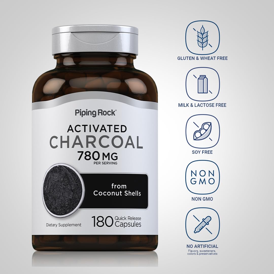 Piping Rock Charbon Actif – origine noix de coco, source naturelle pour l’usage quotidien.