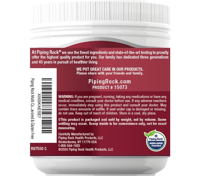Piping Rock Poudre collagène sans gluten et sans GMO pour régimes spécifiques.
