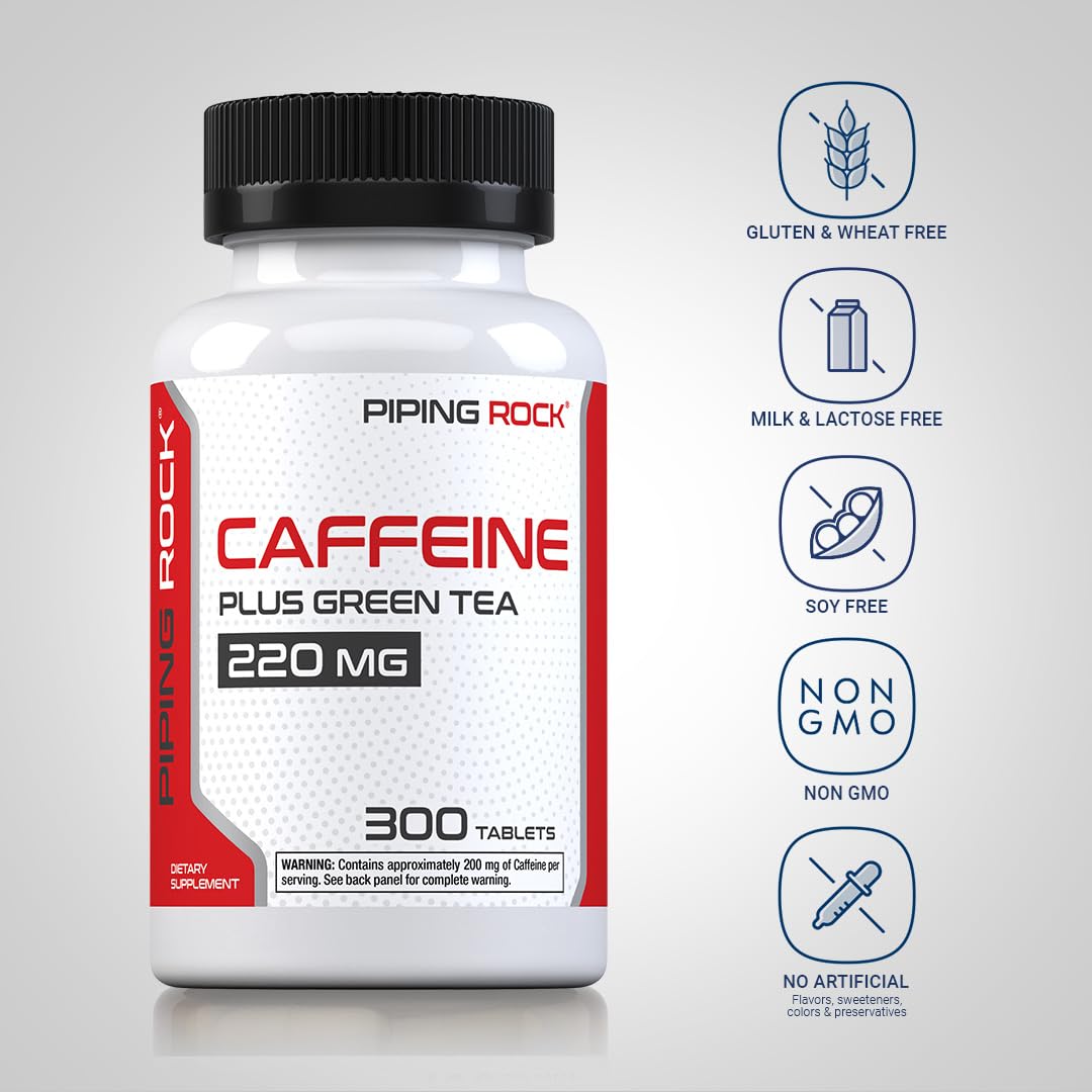 Piping Rock complexe caféine 220 mg — concentration et énergie fiables.
