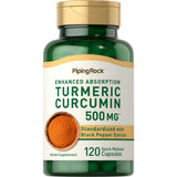Piping Rock Curcuma Curcumine 500 mg en bouteille pour un rituel quotidien équilibré.