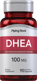Piping Rock DHEA, bouteille 90 capsules, dosage 100 mg par capsule, pratique.