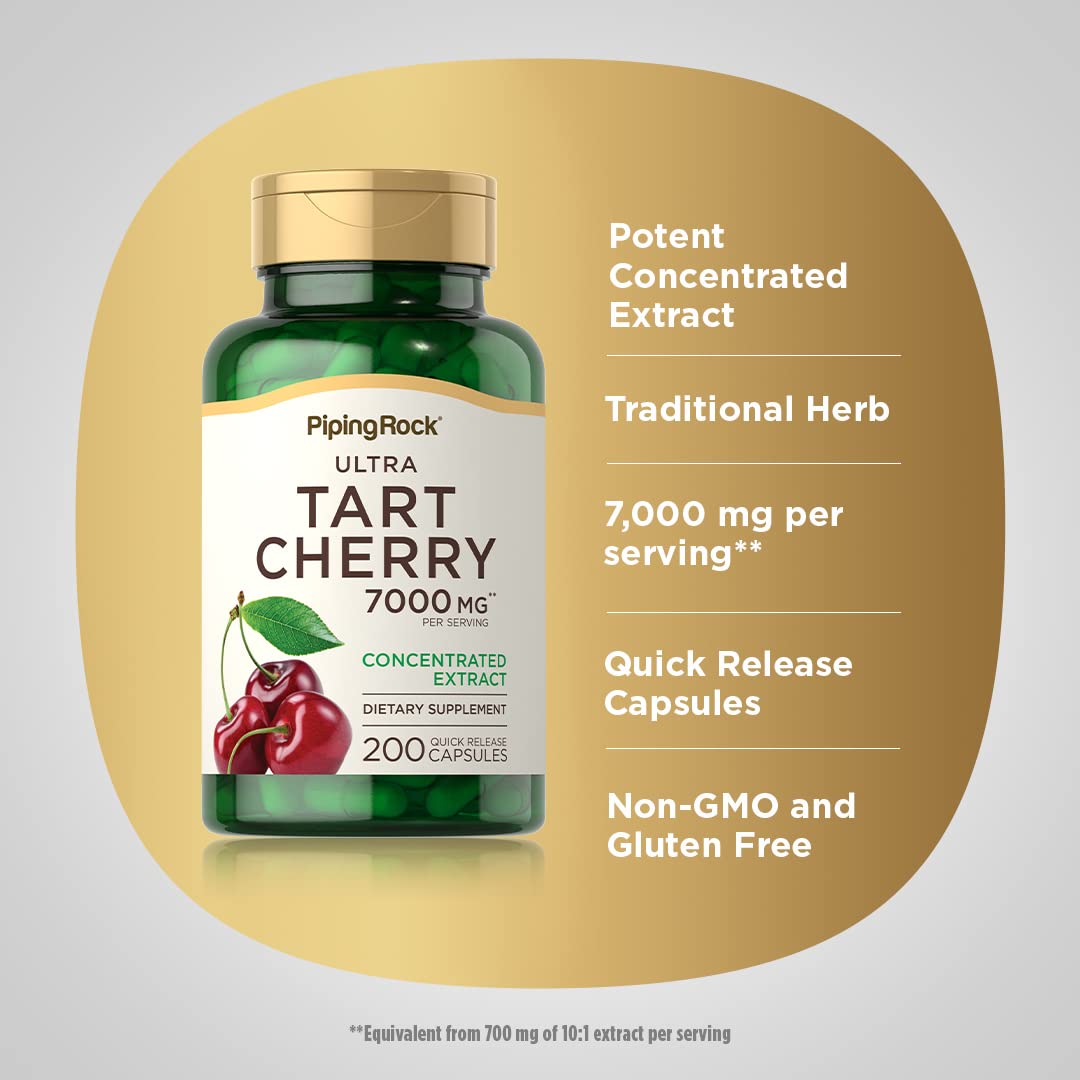 Piping Rock Tart Cherry Extrait: doseur-gelules cerise, dosage pratique.