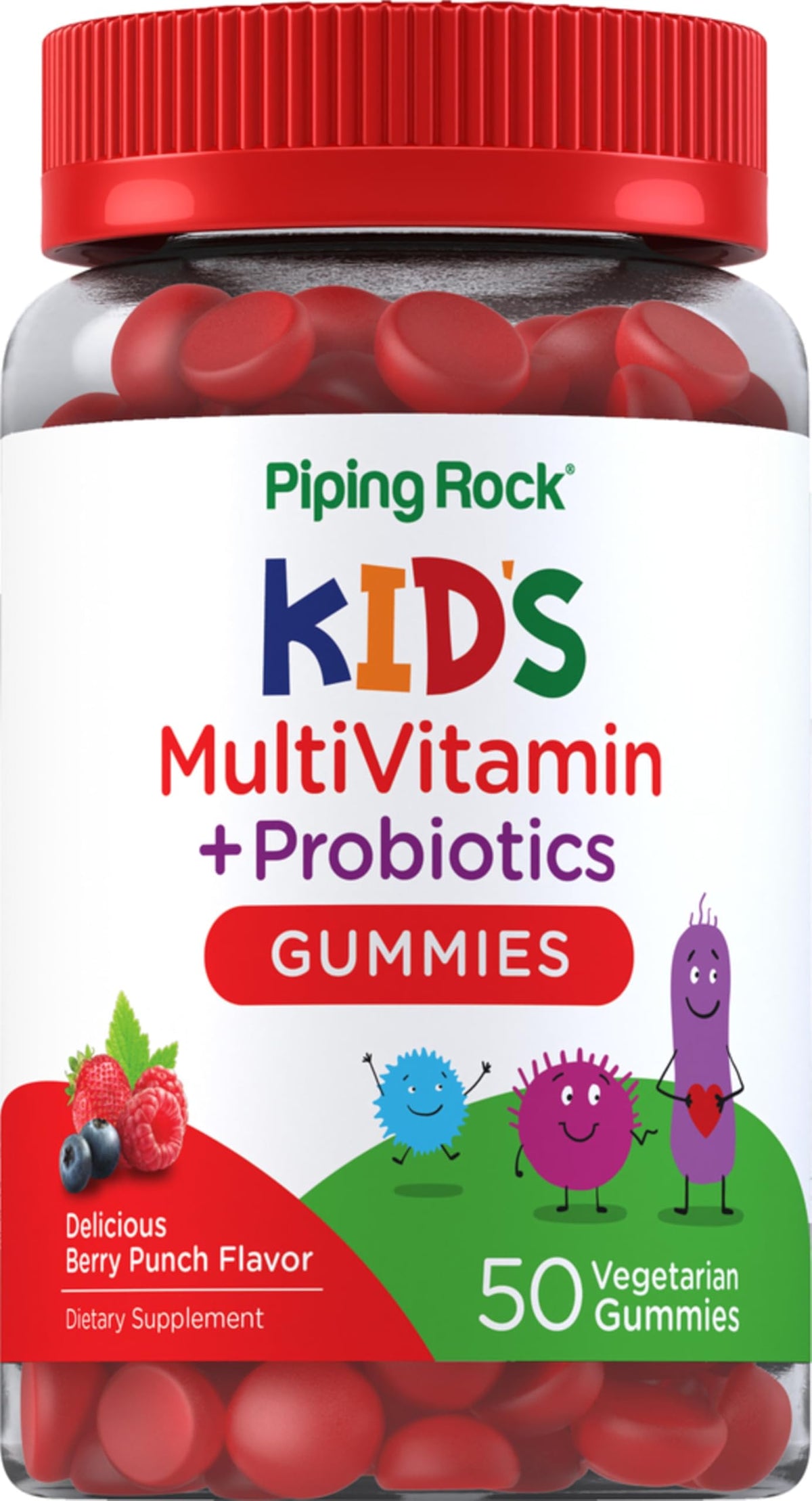 Piping Rock – boîte multivitamines et probiotiques pour enfants, saveur baie-punch.