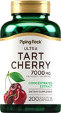Piping Rock Tart Cherry Extrait: bouteille affichant l'étiquette et concentration élevée, pratique au quotidien.