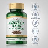 Étiquette Magnolia Bark – indication claire du dosage standardisé Honokiol 2% par Piping Rock.
