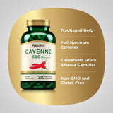 Extrait Cayenne concentré Piping Rock, sans OGM, pratique en capsules.
