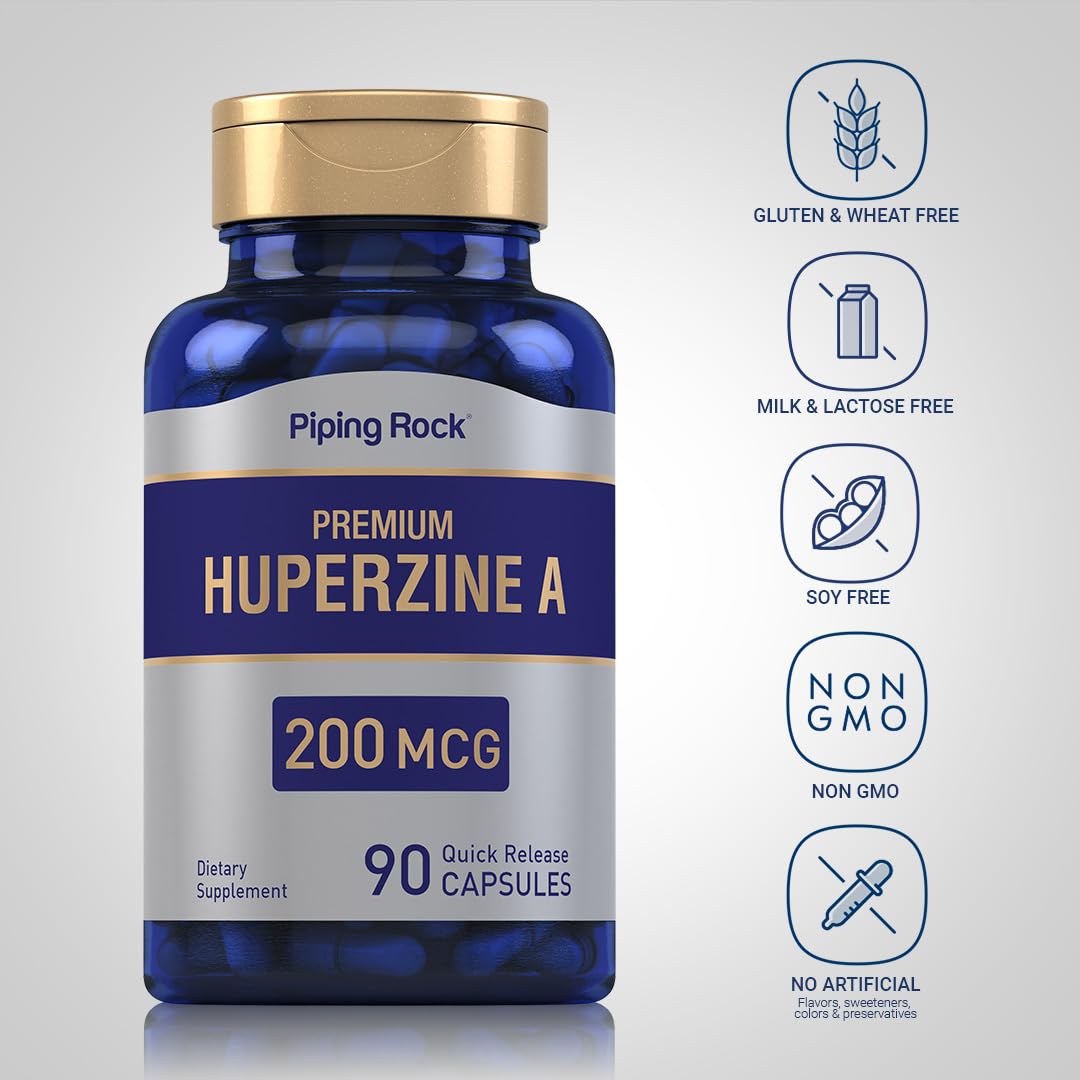 Emballage Piping Rock Huperzine A reflétant qualité et traçabilité.