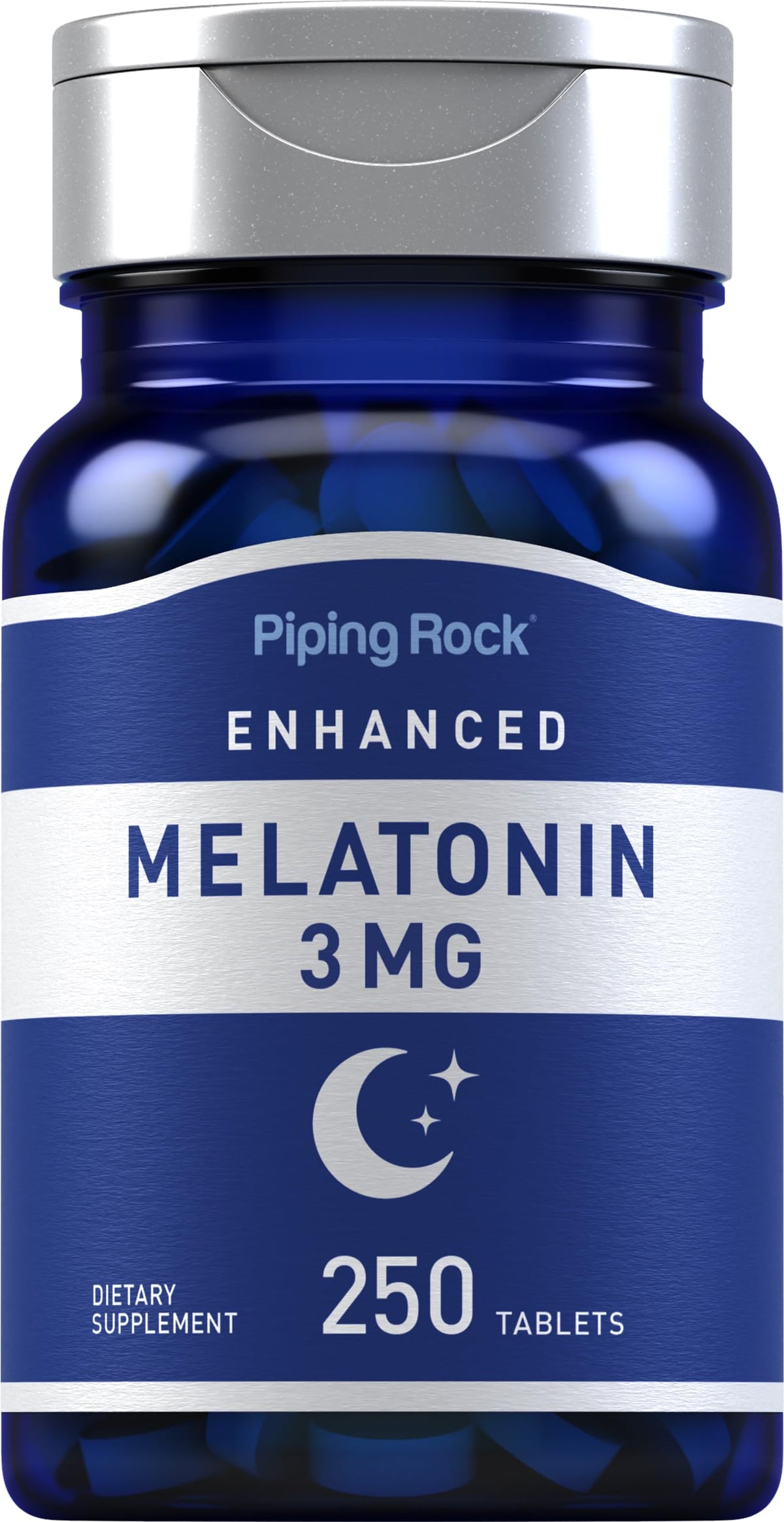 Piping Rock Mélatonine 3mg, boîte de 250 comprimés, pour adultes végétariens.