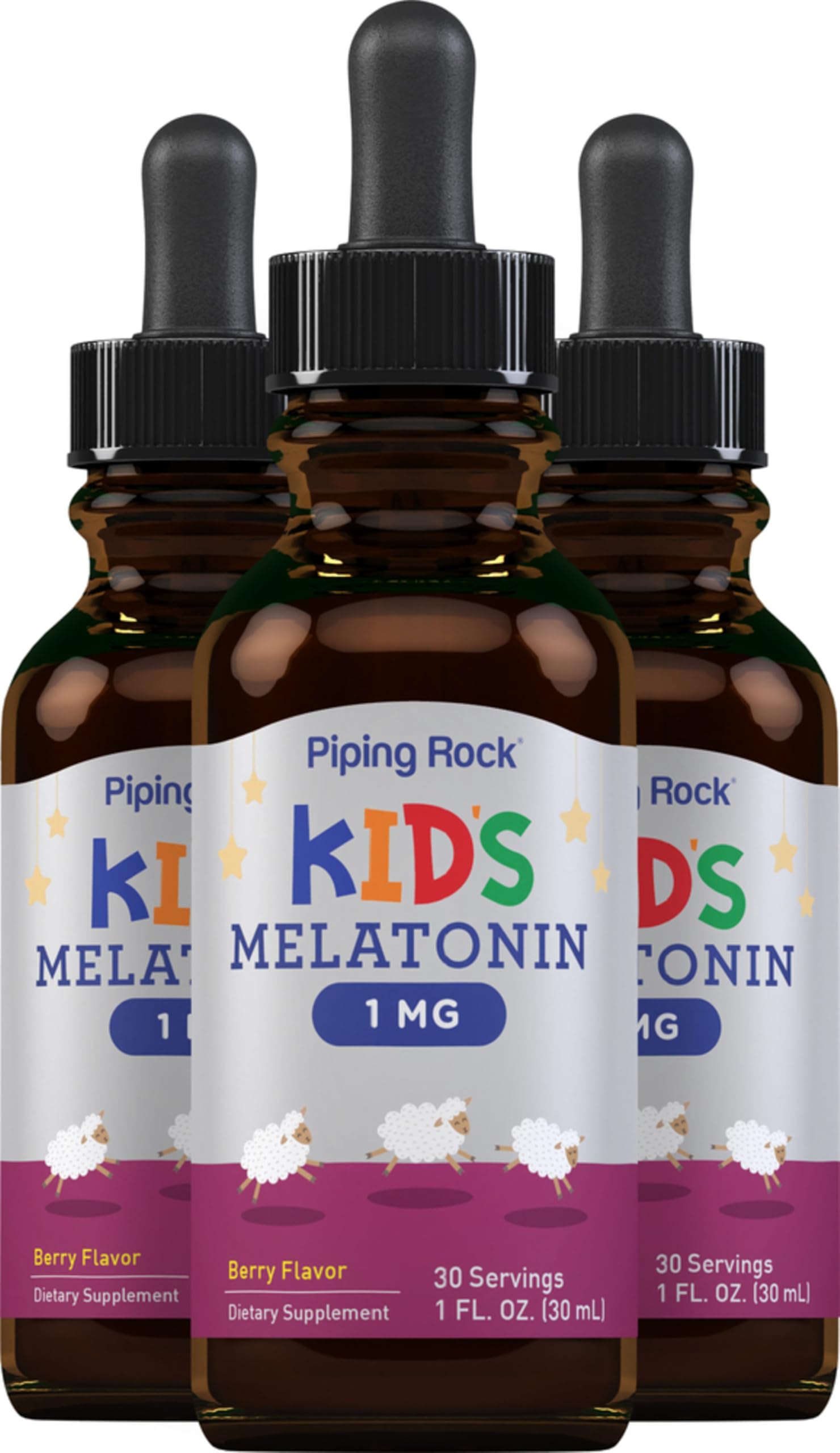 Piping Rock Mélatonine enfant gouttes baie – bouteille pratique
