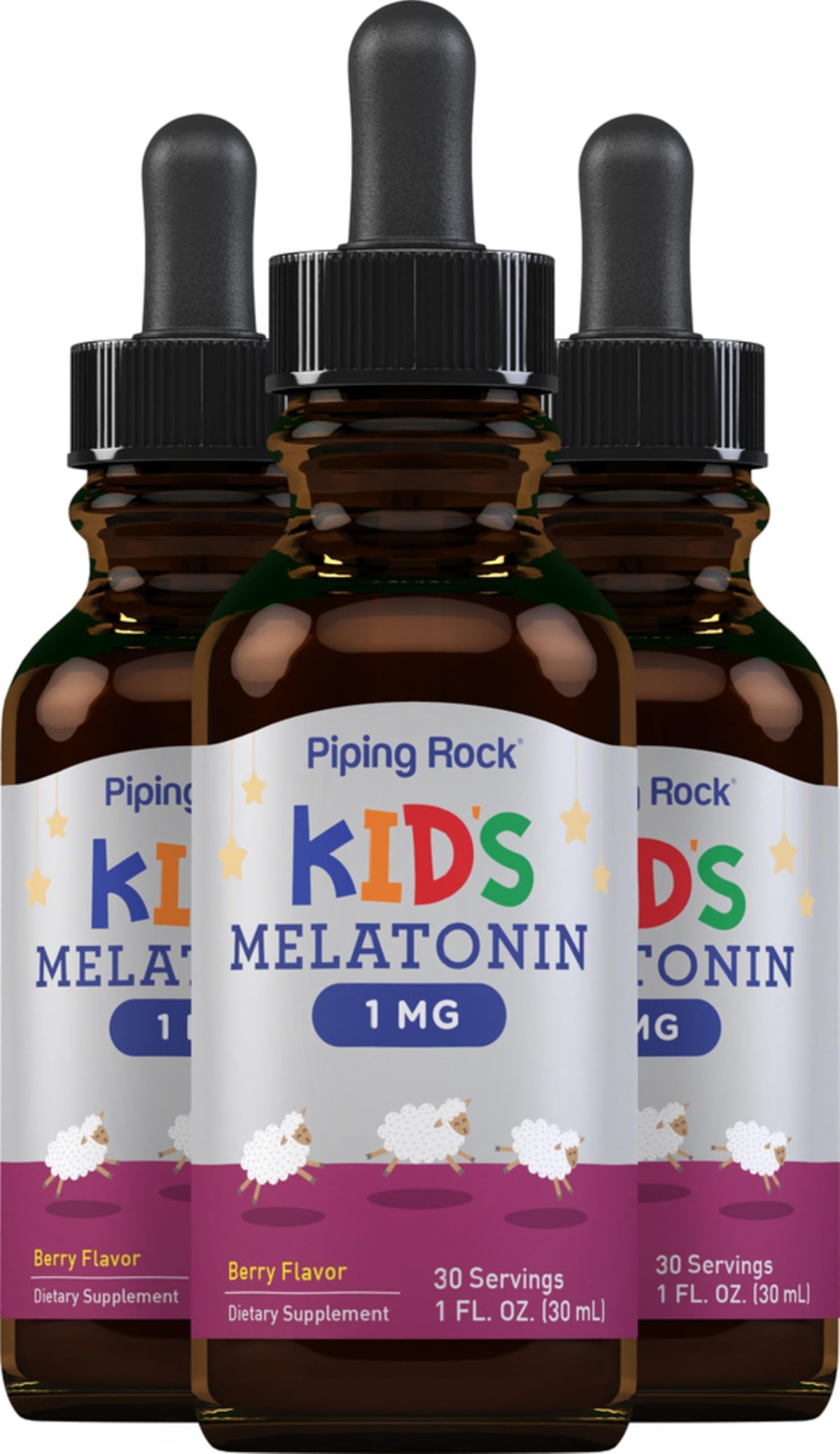 Piping Rock Mélatonine enfant gouttes baie – bouteille pratique