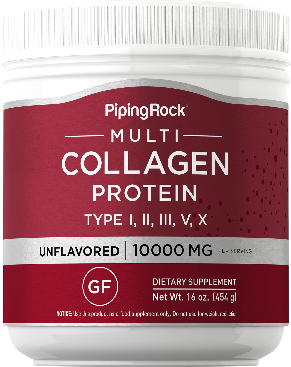 Piping Rock Poudre de collagène multi non aromatisée prête à être ajoutée aux boissons.