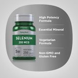 Piping Rock Selenium 200mcg, format de 250 tablettes, pratique pour la routine.
