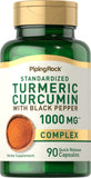 Piping Rock Turmeric Curcumin, bouteille pratique pour routine quotidienne.