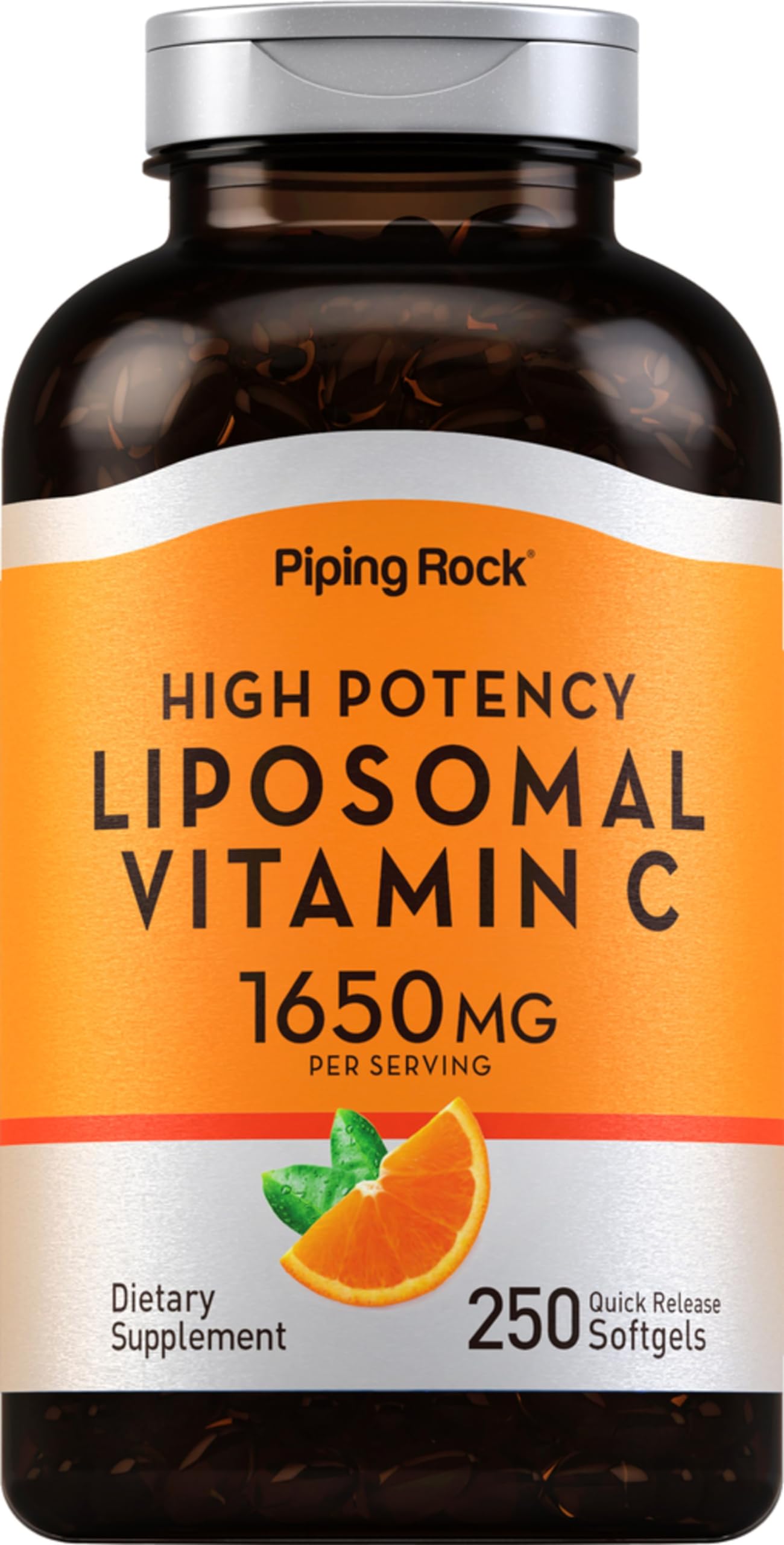 Piping Rock Vitamine C liposomale – bouteille pratique pour absorption rapide.