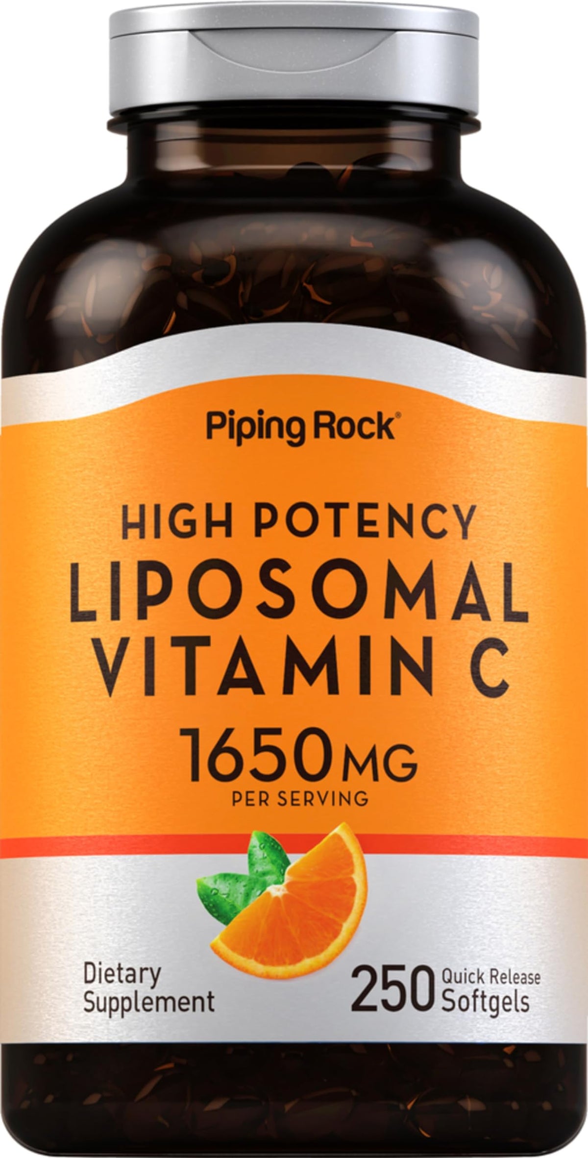Piping Rock Vitamine C liposomale – bouteille pratique pour absorption rapide.