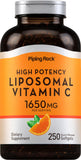 Piping Rock Vitamine C liposomale – bouteille pratique pour absorption rapide.