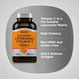 Piping Rock Vitamine C liposomale – étiquette sans OGM, conforme aux normes.