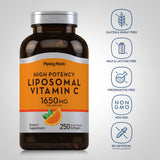 Piping Rock Vitamine C liposomale – étiquette sans gluten, choix sûr et transparent.