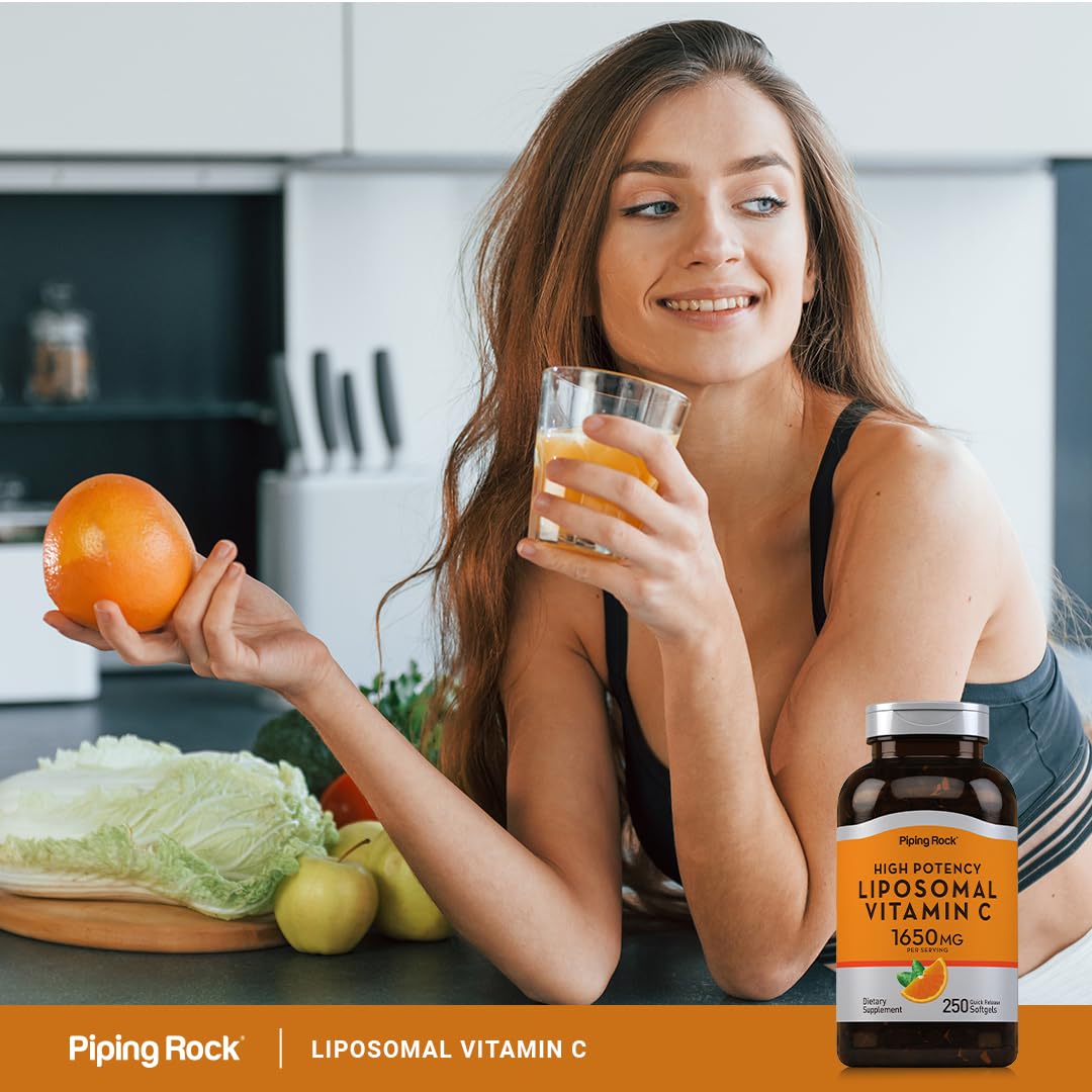 Piping Rock Vitamine C liposomale – libération rapide idéale pour le rituel matinal.