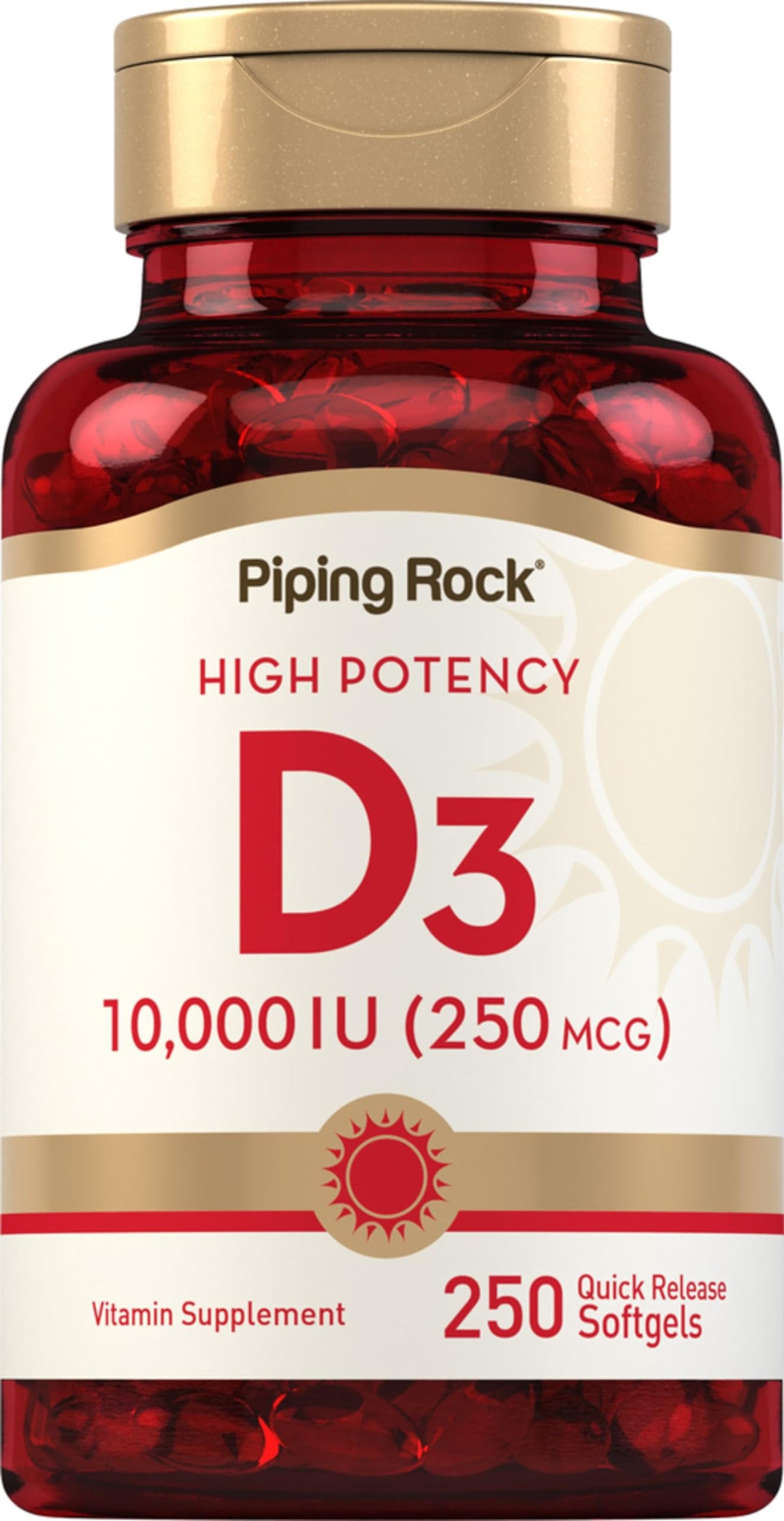 Piping Rock Vitamine D3 – bouteille de capsules molles prête à l usage quotidien