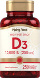 Piping Rock Vitamine D3 – bouteille de capsules molles prête à l usage quotidien