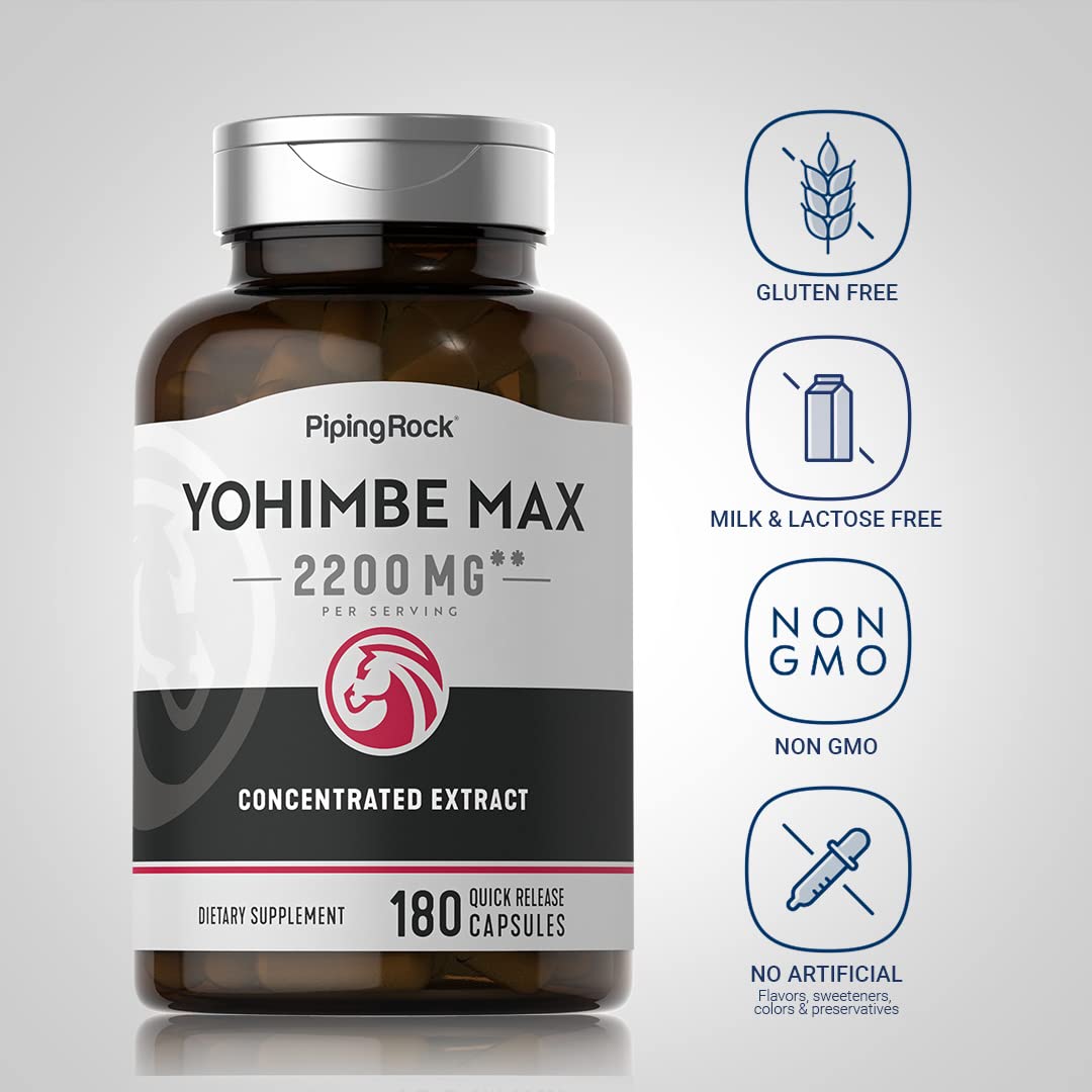 Piping Rock Yohimbe — capsules à libération rapide pour soutien quotidien.