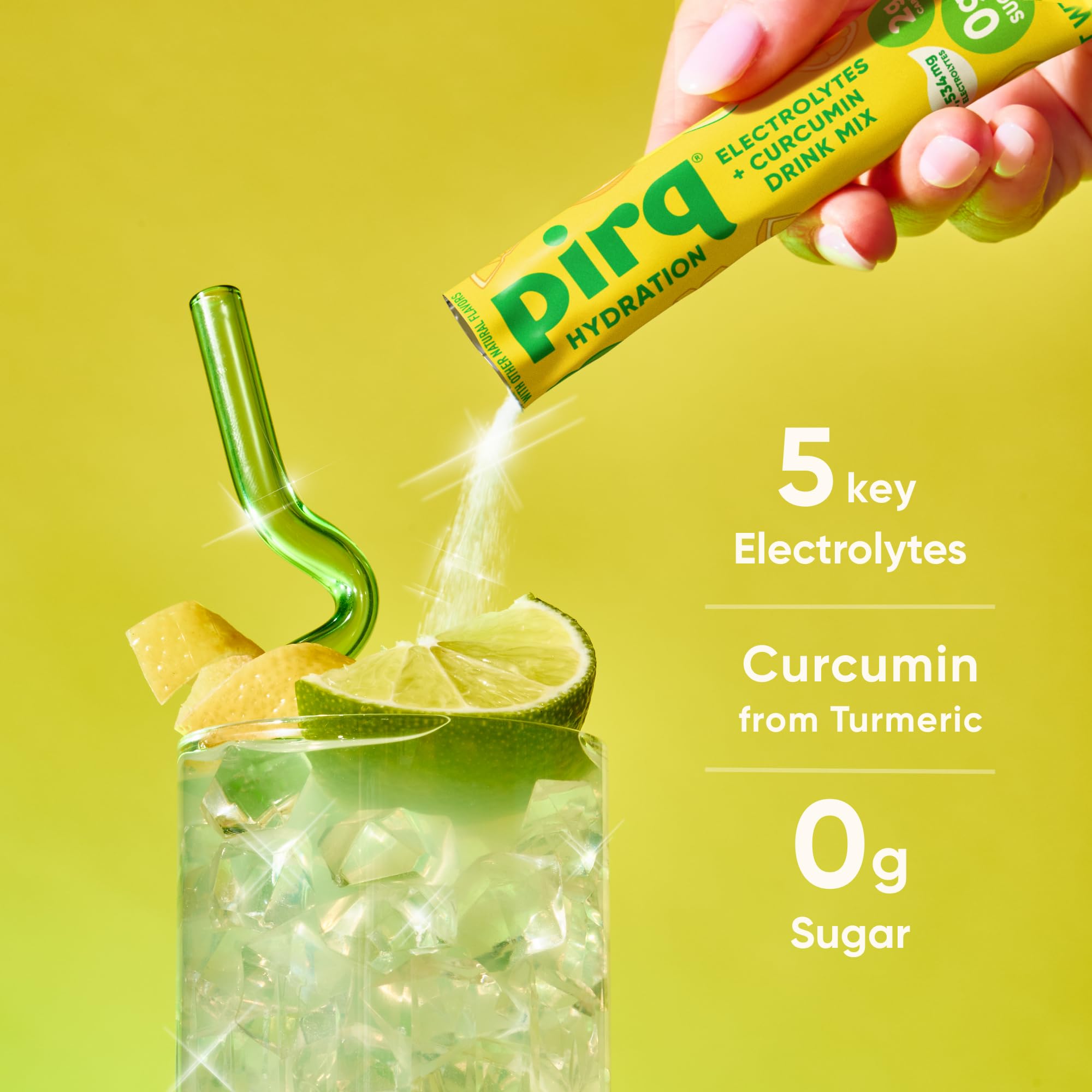 Pirq Hydration, sachet curcumin : saveur agréable et aide possible après l’effort.