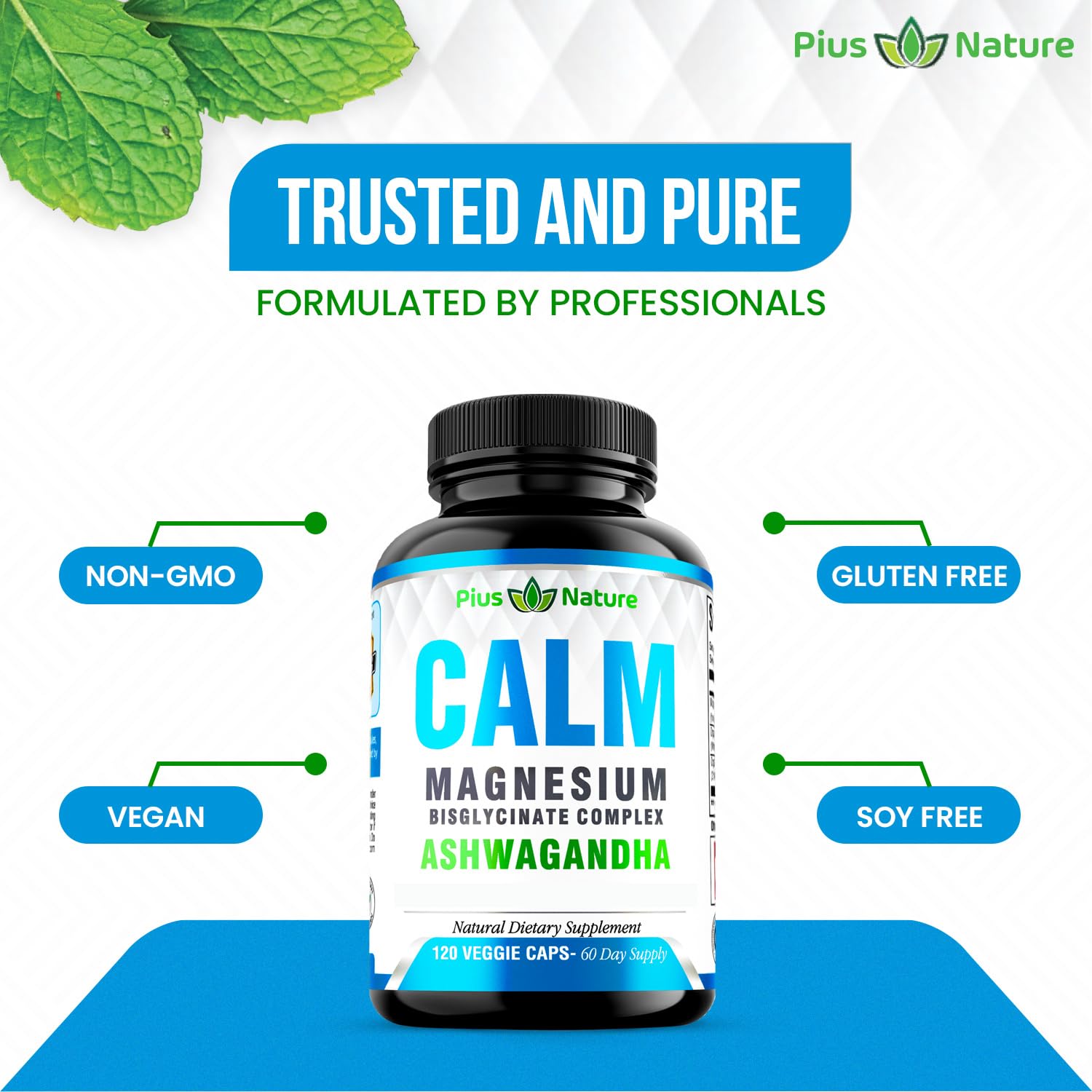 PIUS NATURE Calm – etiquette sans allergènes pour une utilisation sûre.
