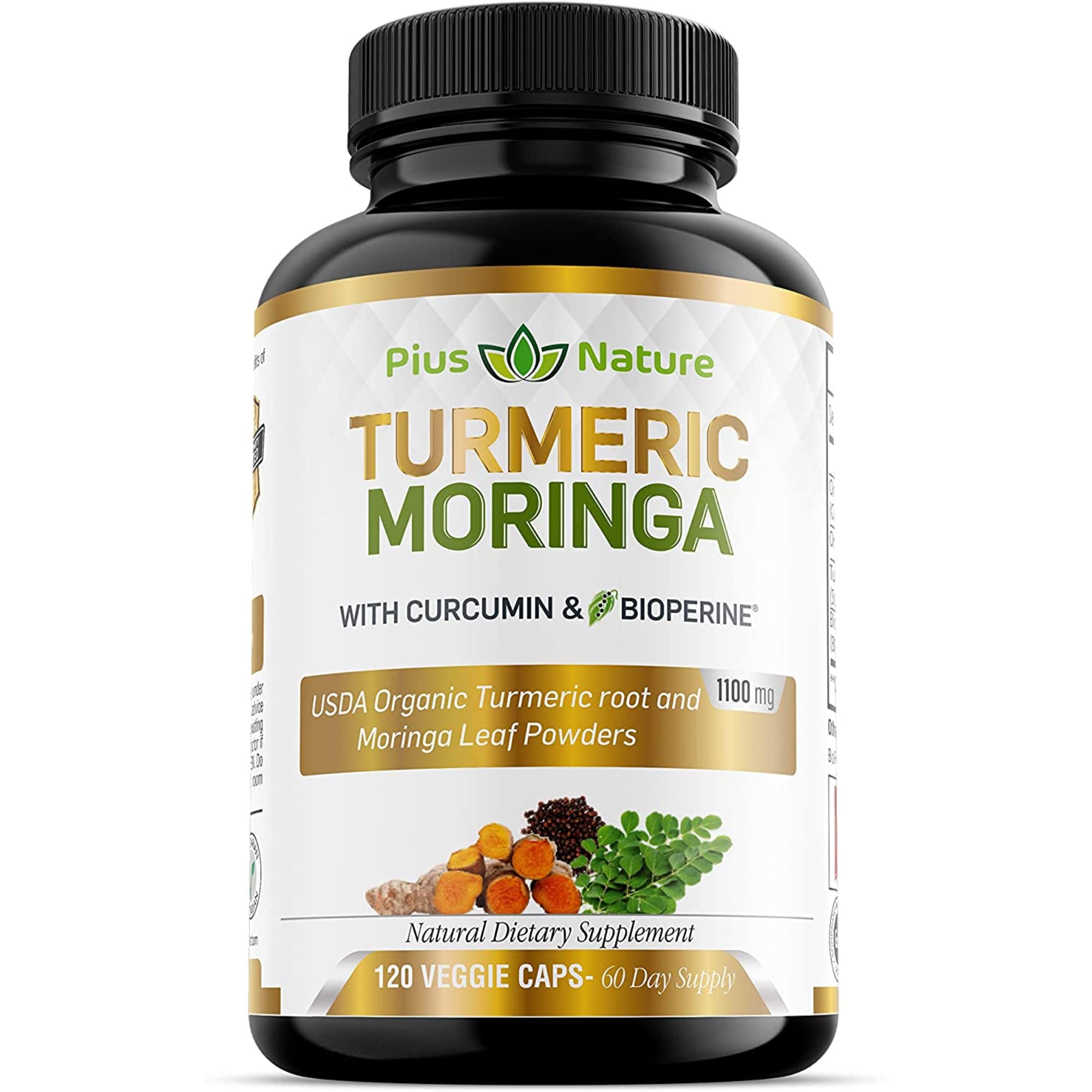PIUS NATURE capsules curcuma moringa facilitent le soutien quotidien du bien-être.