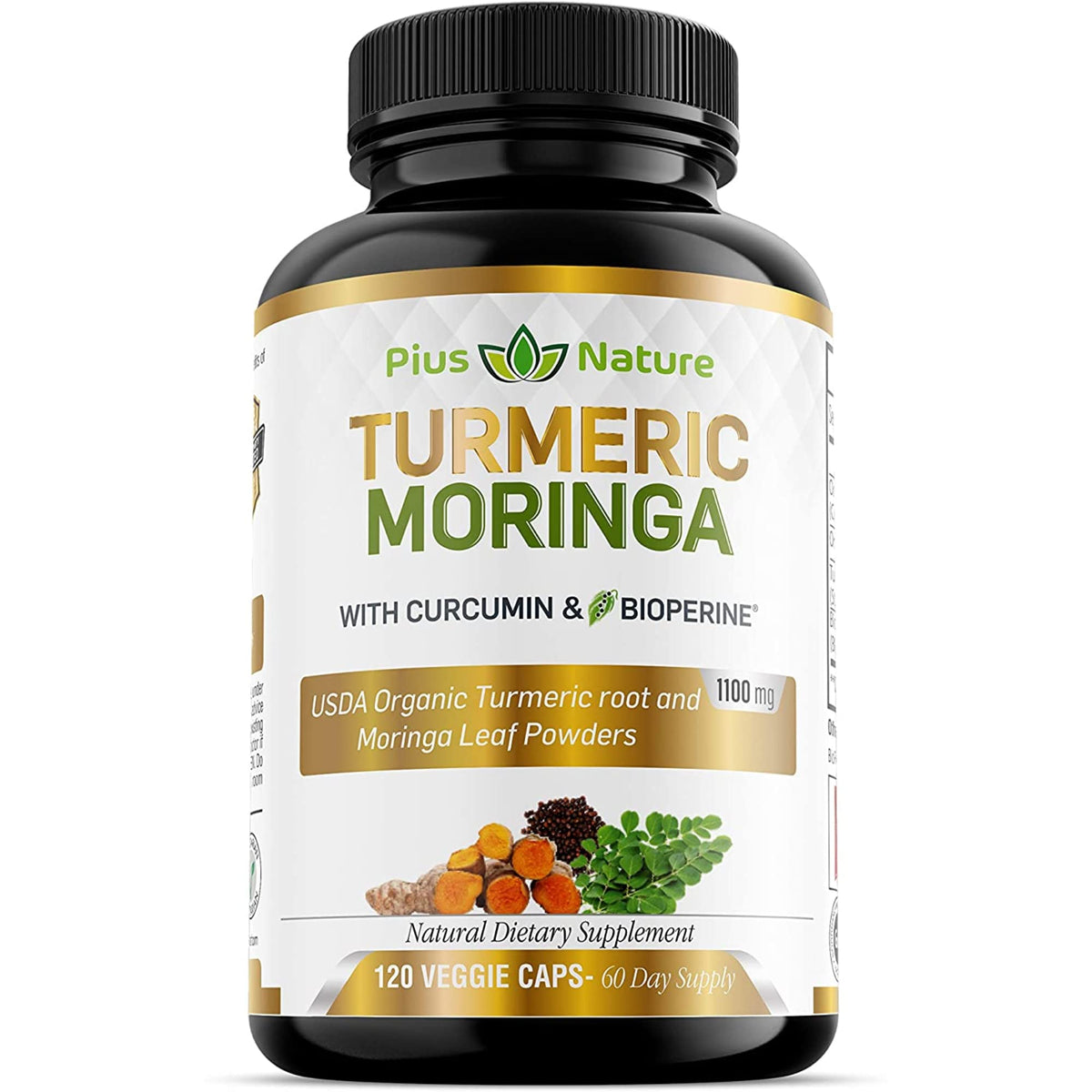 PIUS NATURE capsules curcuma moringa facilitent le soutien quotidien du bien-être.