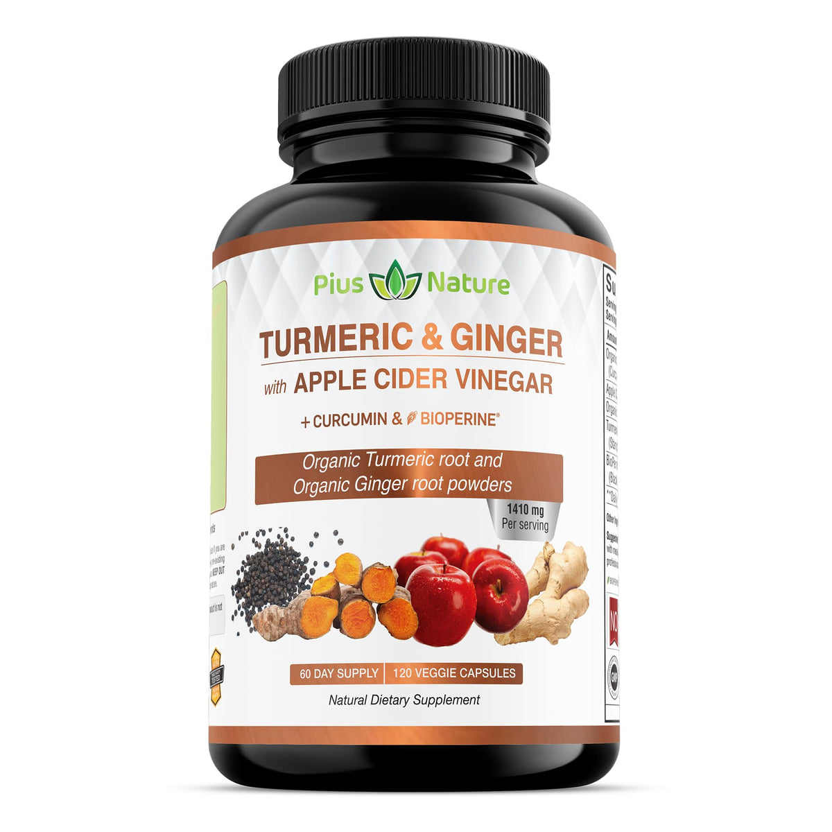 PIUS NATURE gélules curcuma-gingembre-vinaigre pour routine santé quotidienne