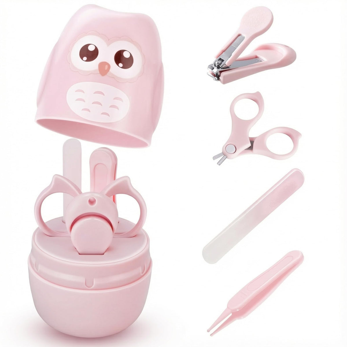 PIXFAIRY kit-manucure bébé etui hibou: pratique et portable pour les soins.