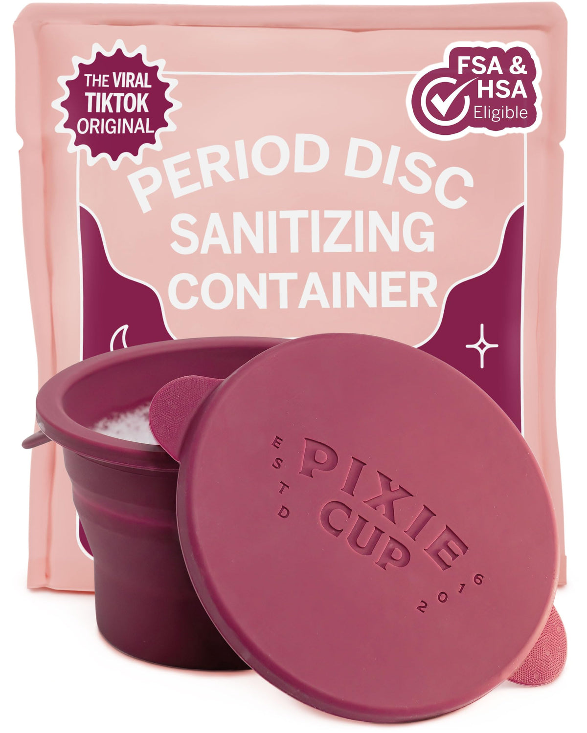 Pixie Cup conteneur de stérilisation compact et pliable, parfait pour le sac.