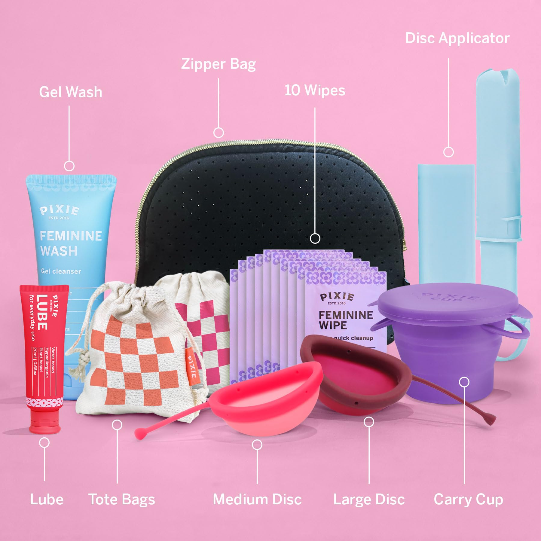 Pixie Cup disque grande en silicone, capacité utile et confort.