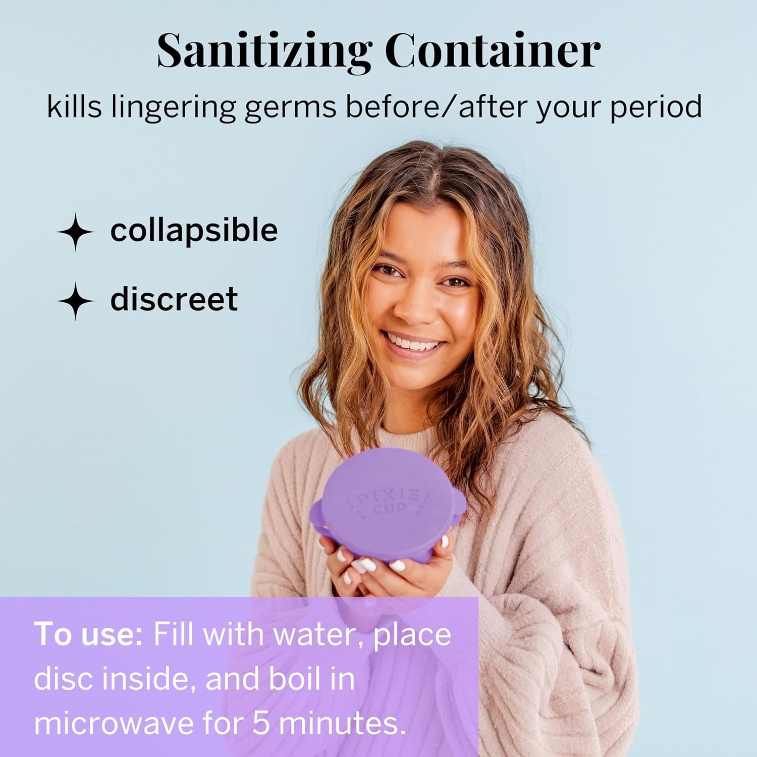 Pixie Cup étui de stérilisation portable pour une hygiène sûre.