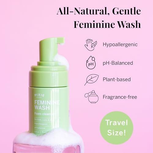 Pixie Feminine Wash – mousse visible lors de l’application, nettoyage en douceur.