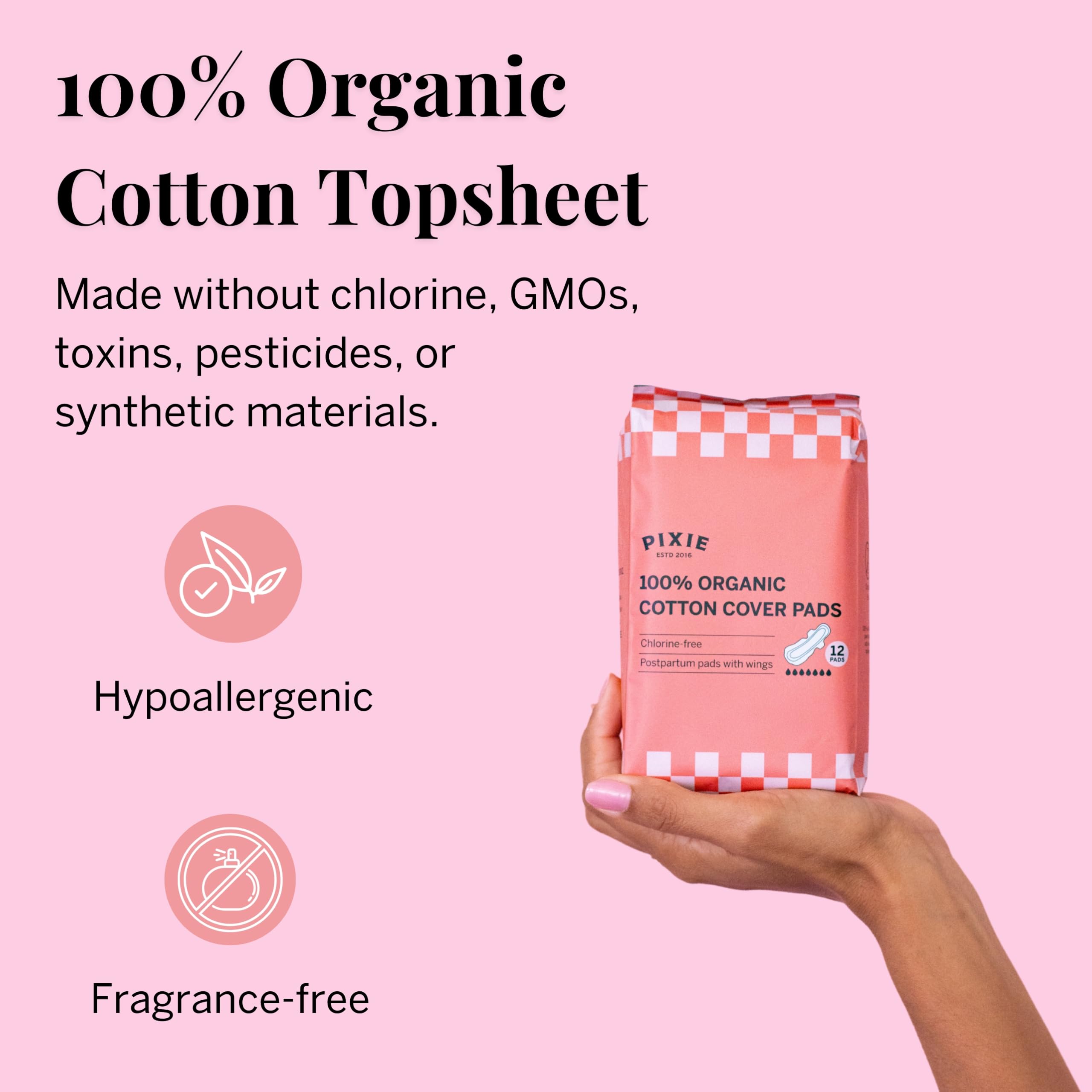 Pixie Cup pad postpartum absorption jusqu’à 300 ml pour flux élevé.