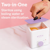 Pixie Cup Sterilisateur – intérieur visible avec eau pour un lavage sûr.