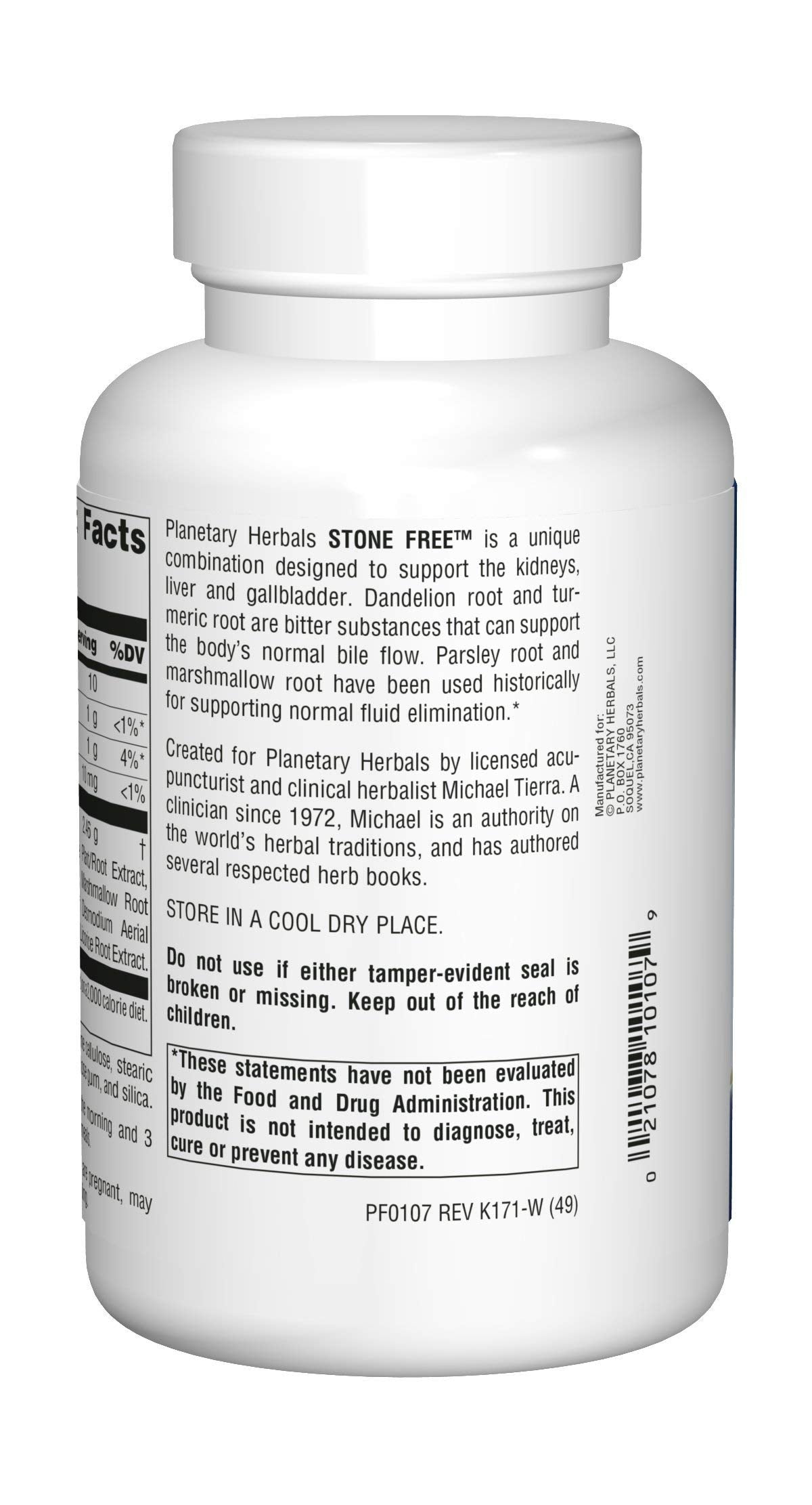 Planetary Herbals Stone Free bouteille tablettes, usage quotidien potentiel et facilité d’ingestion.