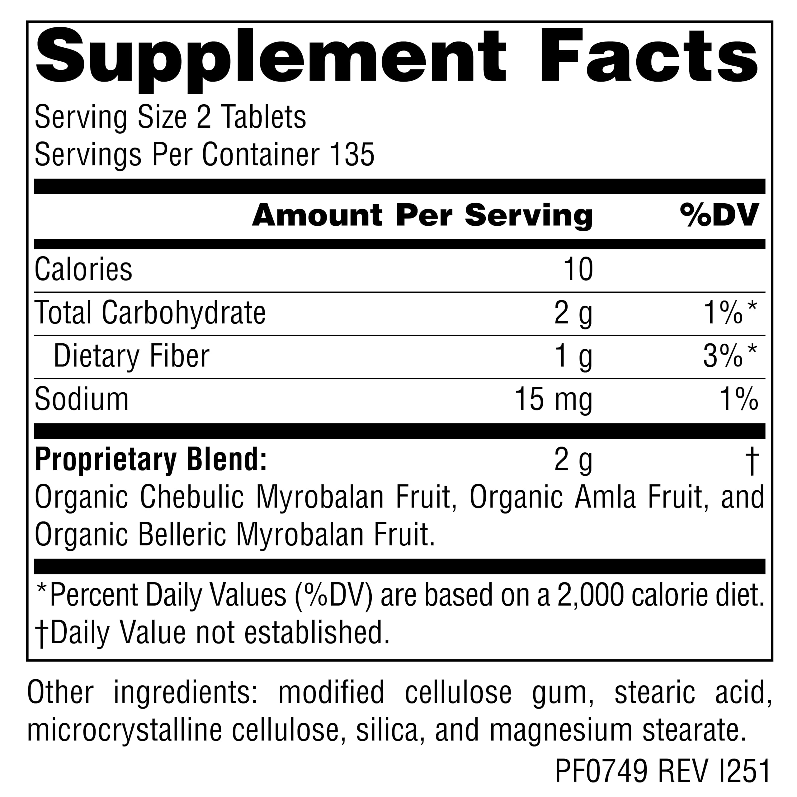 Planetary Herbals Triphala 1000mg - comprimés faciles à avaler pour une routine digestive.