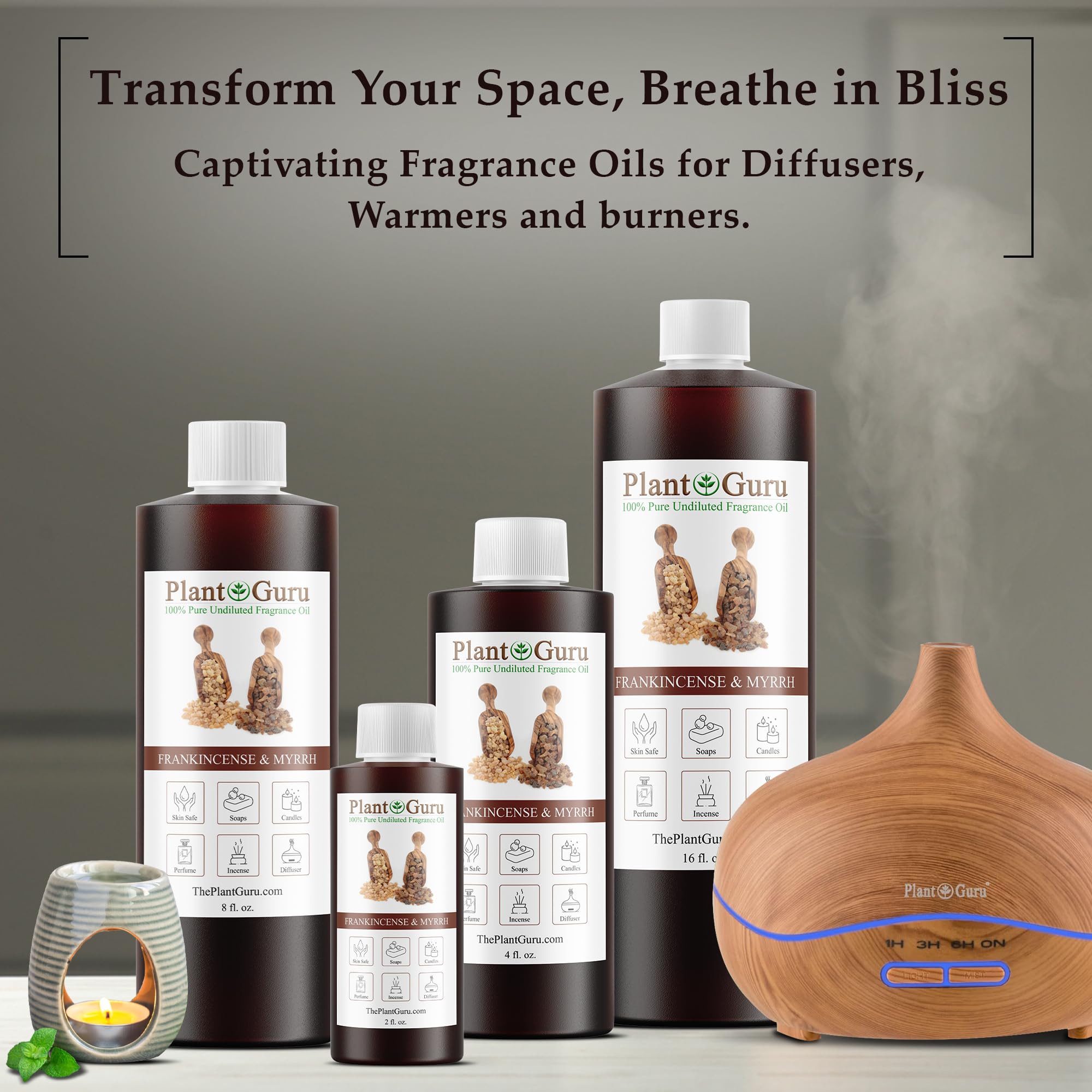 Bougie artisanale Plant Guru encens et myrrhe – ambiance chaleureuse